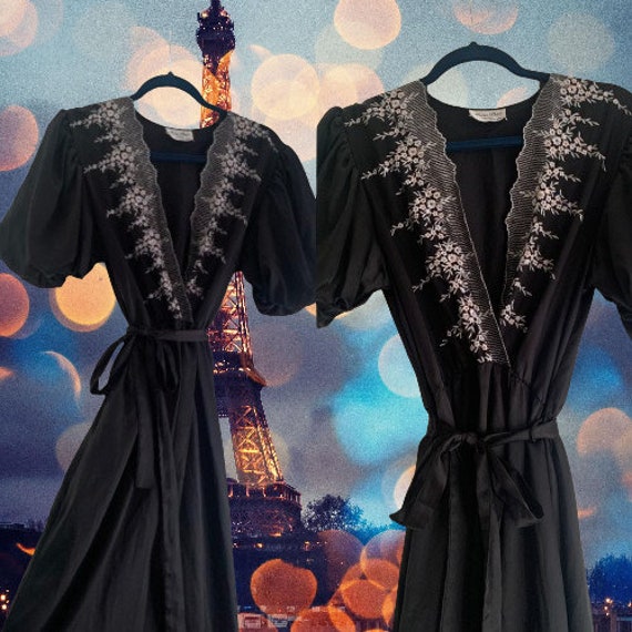 SALE - Dior Lingerie Black Embroidered Robe - image 10