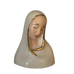 Virgin Mary Ceramic Table Statue 1950s Holland Mold
