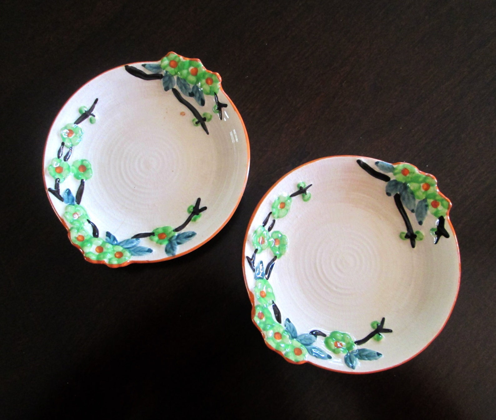 Majolica Made in Japan Plates Set of 2 Vintage 1950s 6 Inch Etsy