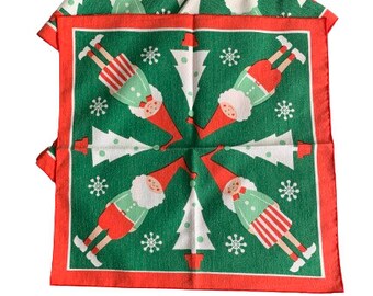 Scandinavian Christmas Cotton Napkin Set Modern Danish Dutch Boy Girl Design