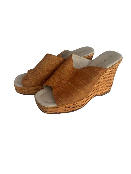 Platform Wedge Mule Sandals Vintage Designer Charles Jourdan