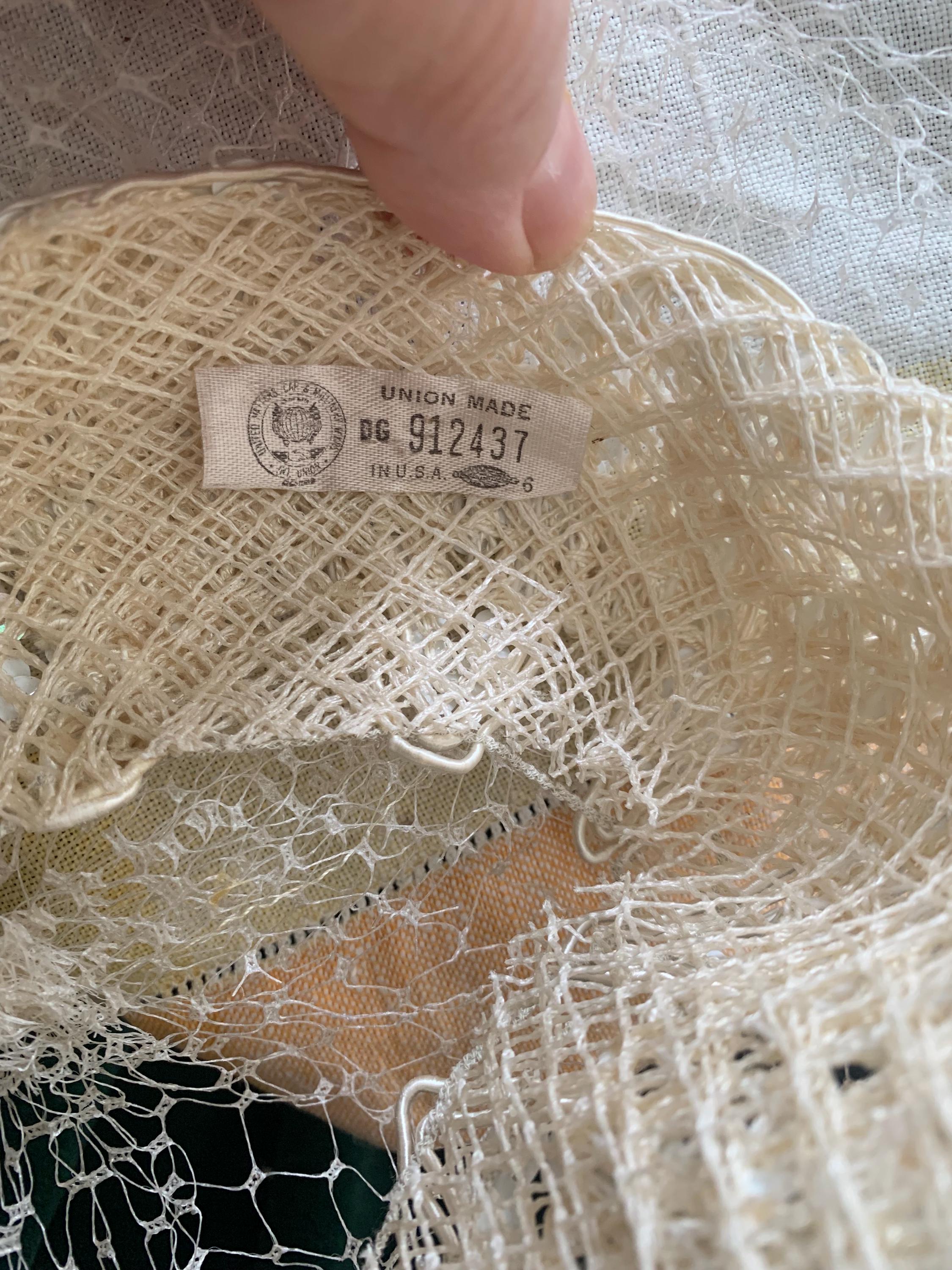 Antique White Netted Iridescent Sequins Fascinator 