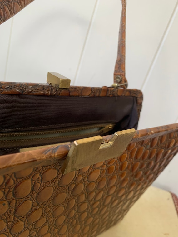 1950s 1960s Faux Crocodile Handbag // Vintage Mid Century Air Step