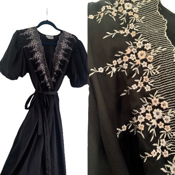 SALE - Dior Lingerie Black Embroidered Robe - image 1