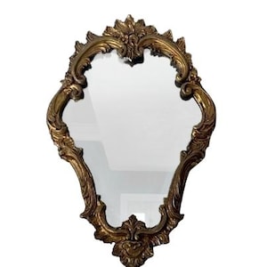 Antique Florentine Gold Wood Carved Mirror 24 x 16 Inches