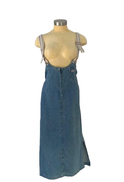Denim Suspender Skirt Romper Jumper 1980s 1990s Vintage Streetwear
