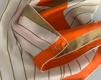 Vera Neumann Orange Geometric Print Silk Scarf