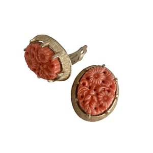 1950s Coro Carved Coral Earrings