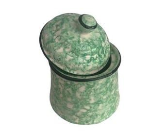 Stangl Pottery Green Spatterware Canister Town & Country Ceramic Spongeware