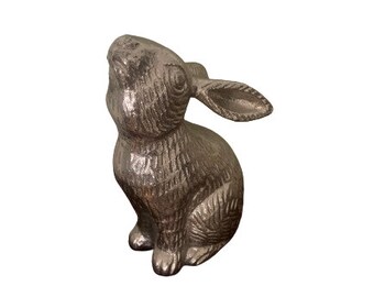 Silver Metal Bunny Rabbit Figurine Statue