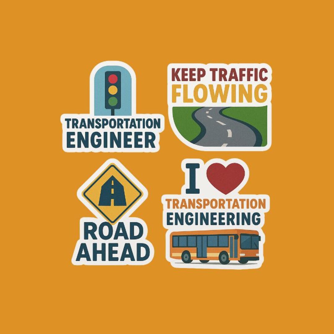 Transportation Engineering Hard Hat Stickers – Road Design, Traffic ...