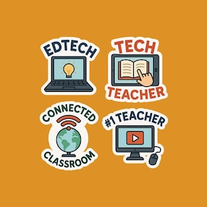 Klistermärken för lärare inom EdTech | Klistermärken för pedagogisk teknologi för lärare, dekaler för uppkopplade laptops i klassrummet, gåva för uppskattning av lärare