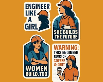 Women in Engineering-helmstickers: krachtige vinylstickers voor vrouwelijke ingenieurs, bouwvakkers en STEM-studenten