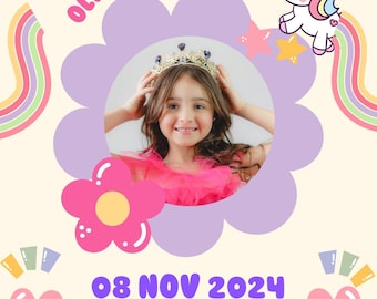 Customizable kid's birthday invitation/Instant Printable download/Unicorn invitation