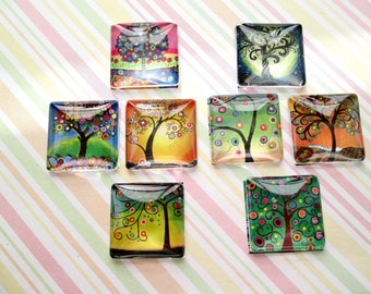 Color Tree Magnet, Tree Lover Fridge Magnet, Tree Decoration Square Magnet