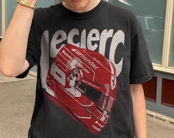 Camiseta de Fórmula 1 de Charles Leclerc, camiseta gráfica retro de Ferrari F1, camiseta vintage de fan de Leclerc, regalo de Leclerc de Fórmula 1 y Ferrari