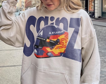 Moletom com capuz Carlos Sainz, moletom vintage F1 Sainz, moletom retrô Fórmula 1, presente para fãs de F1 Carlos Sainz