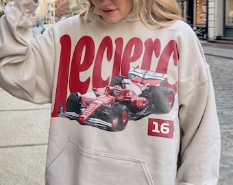 Sudadera con capucha de Charles Leclerc, sudadera retro de F1 Ferrari 16, sudadera con capucha gráfica vintage de Fórmula 1, regalo para fans de Leclerc