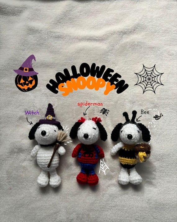 Crochet Snoopy Halloween Themed Keychains | Amigurumi Plush Toy