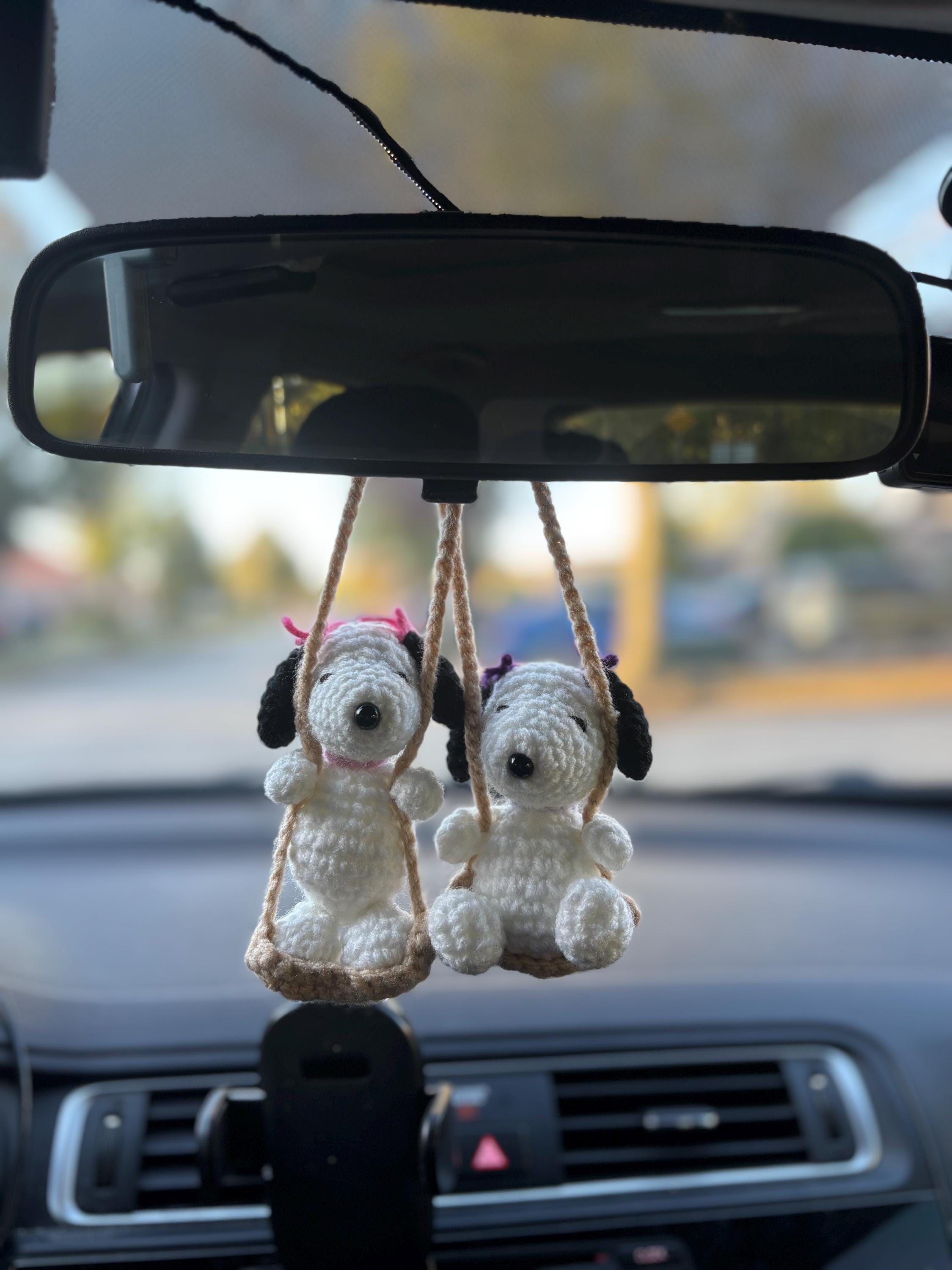 Crochet Snoopy Car Hanger: Swinging Dog Lover Gift - Etsy