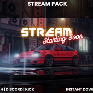 Honda CRX Themed Stream Pack | Car Overlays | OBS Pack | Animated Screens | Webcam Overlay | Twitch Screen Overlay | Racing Alerts |