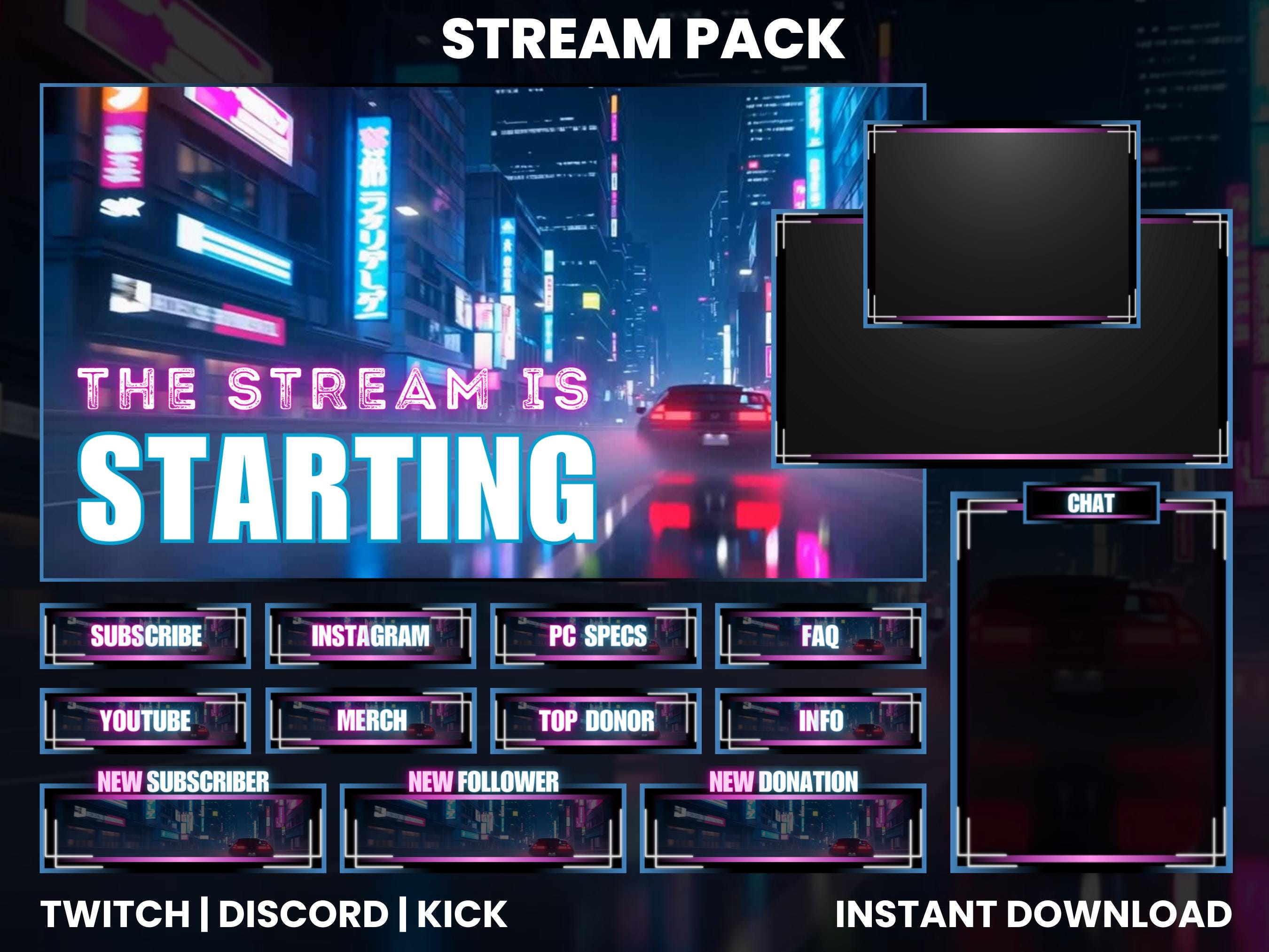 Purple Car Racing Stream Pack | Animated Twitch Overlay Screens | - Etsy