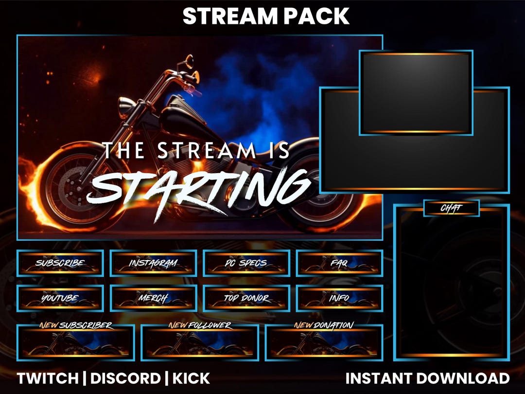 Stream Motorcycle Burning Motorcycle Twitch Stream Pack | Biker Overlays | Kick Overlay ...