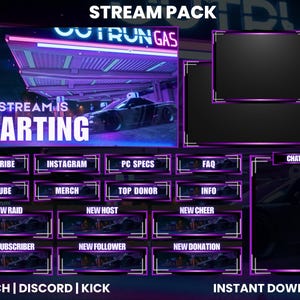 Purple Car Themed Stream Pack | Car Overlays | Stream Pack | Animated Screens | Webcam Overlay | Twitch Screen Overlay | Racing Alerts |