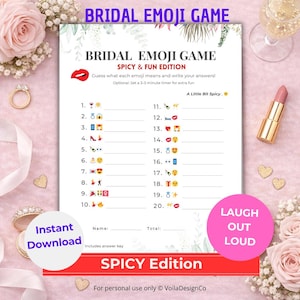 Spicy Bridal Emoji Game, Fun & Flirty Bridal Shower Game, Wedding Emoji Pictionary, Fun Bachelorette Game, Easy Printable Instant Download