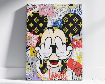 Art mural en toile Mickey Mouse, tableau de luxe, impression Pop Art Banksy.