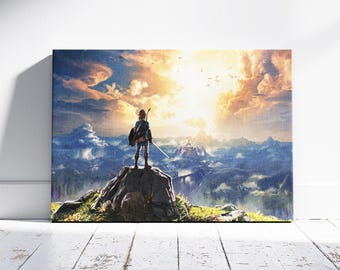 Canvastavla Legenden om Zelda, väggdekoration i spelrum, redo att hängas.