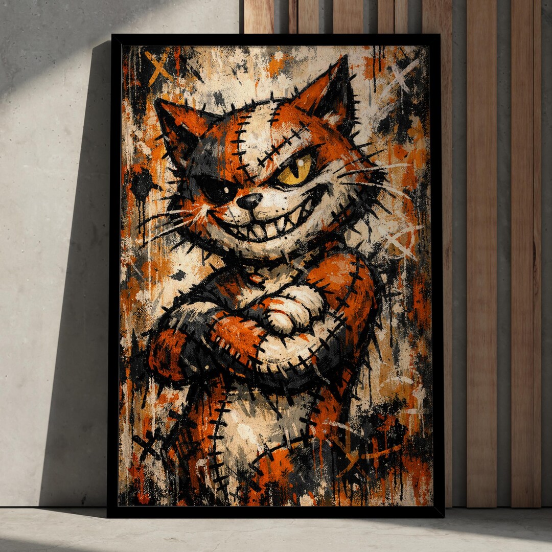 Graffiti Cat Wall Art Printable, Edgy Street Art Cat Poster, Punk Cat ...