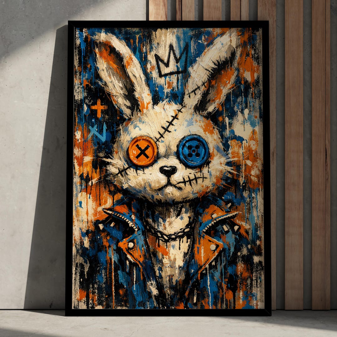 Graffiti Bunny Wall Art Printable, Edgy Street Art Rabbit Poster, Punk ...