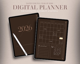 2026 デジタルプランナー：ミニマリスト iPad Goodnotes Notability プランナー（PDF ダウンロード）