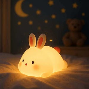 Rechargeable Rabbit Night Light: Dimmable Silicone Lamp