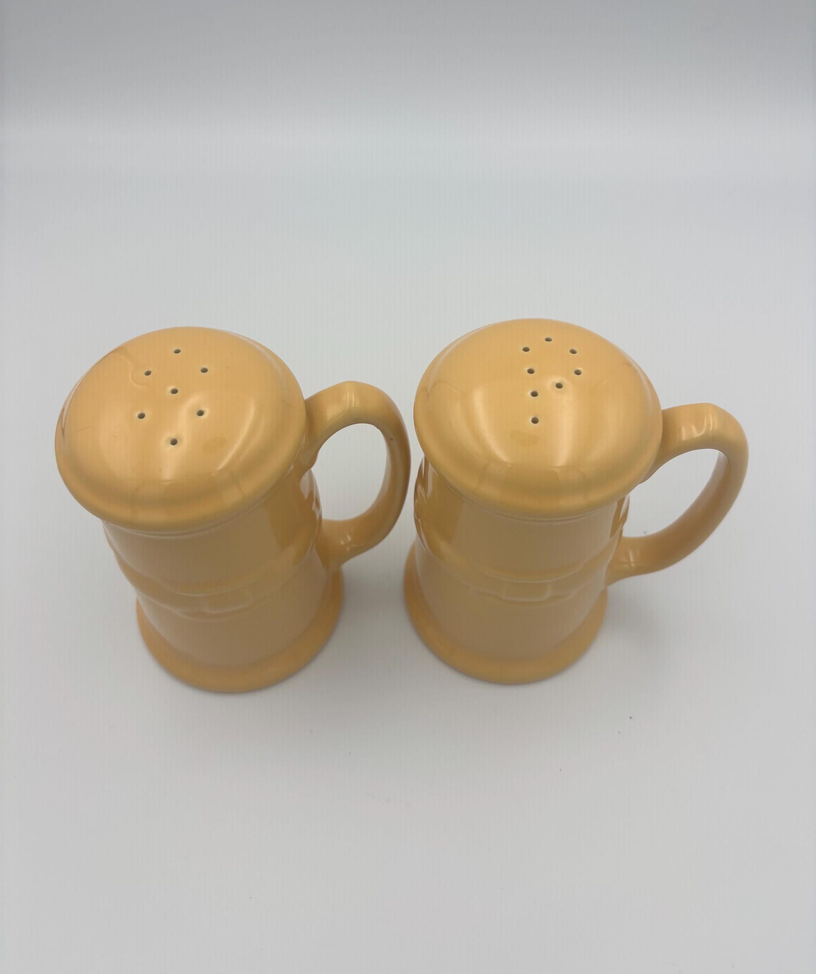 Vintage (3 Piece) Longaberger Pottery Woven Traditions - Salt and Pepper shakers and Crock - light yellow