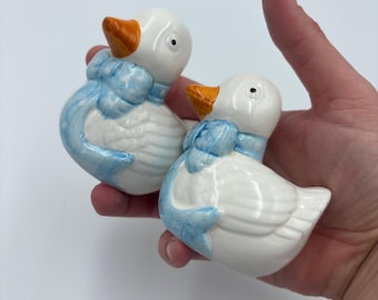 Vintage Weiße Gans / Ente Keramik Salz und Pfefferstreuer - Seltener Fund