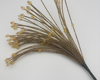 Vintage gouden kralen bloemenstokje/steel, 22 inch lang