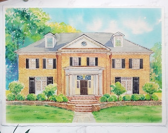 Custom House Portrait, Hand Drawn Watercolor Home,Housewarming Gift,Our First Home Sign,Home Sweet Home Sign,First Home Gift,Realtor Gift