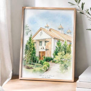 Custom Watercolor Wedding Venue Painting, Wedding Venue Portrait Print, Anniversary Gift, Wedding Gift, Painting from Photo, Couple Gift