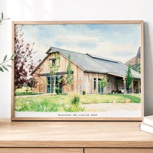 Custom Watercolor Wedding Venue Painting, Wedding Venue Portrait Print, Anniversary Gift, Wedding Gift, Painting from Photo, Couple Gift