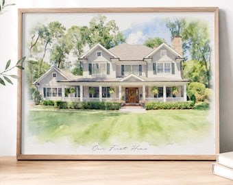 Custom House Portrait From Photo, Personalized Home Portrait, Home Sweet Home, Watercolor House Painting, New Home Gift, Realtor Gift