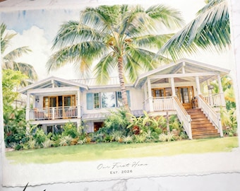 Custom House Painting, Watercolor Home,Housewarming Gift,Our First Home Sign,Home Portrait,Home Sweet Home Sign,First Home Gift,Realtor Gift