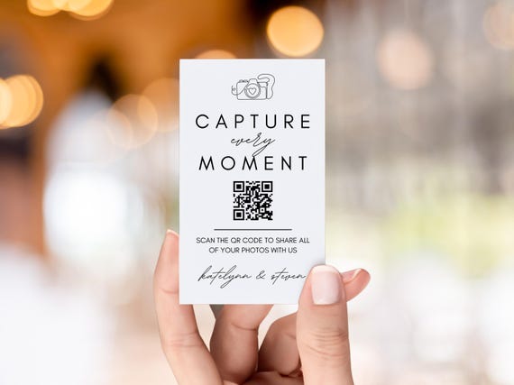 QR Code Photo Sharing Card, Printable & Editable Canva Template, Wedding QR Code Card, Capture Every Moment Instant Download