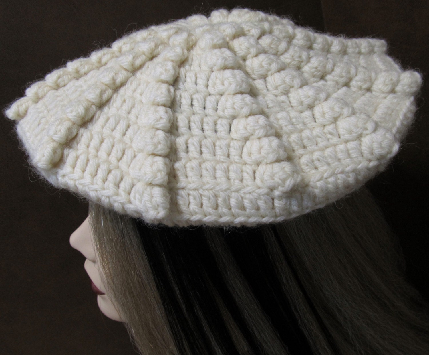 Spiral Popcorn Beret Crochet Beret 