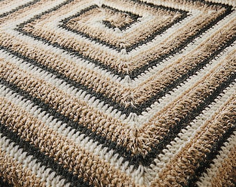 Patrón de manta de crochet en espiral, hilo grueso, diseño de espiral y cuadrado de la abuela, patrón de cuadrado de crochet voluminoso, descarga instantánea en PDF