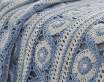 Spirals Throw Crochet Blanket Pattern, Aran, Handmade crochet blanket, Intermediate crochet blanket pattern, Mosaic Throw, Easy PDF Download