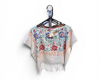 Hand embroidered woven blouse