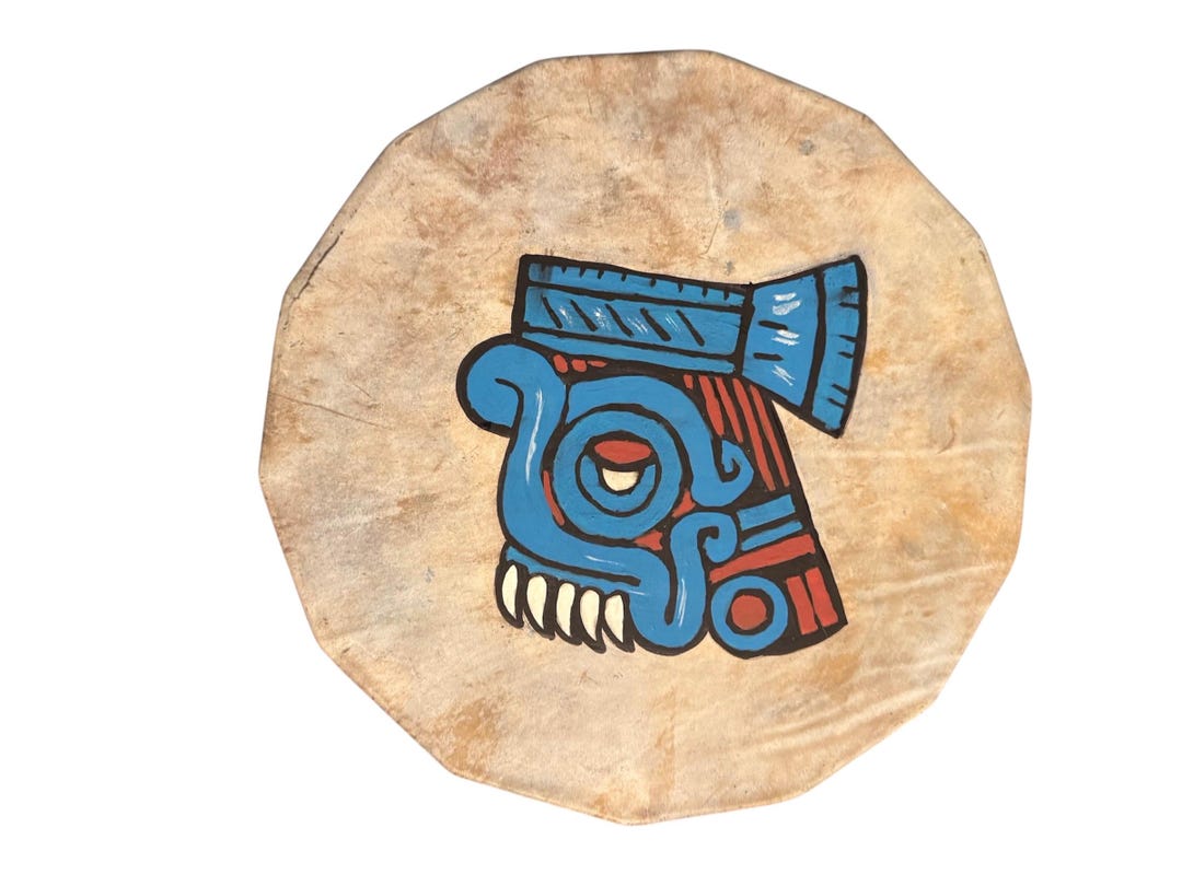 Tlaloc Ceremonial Drum – 40 Cm | Aztec Rain God Shamanic Frame Drum - Etsy