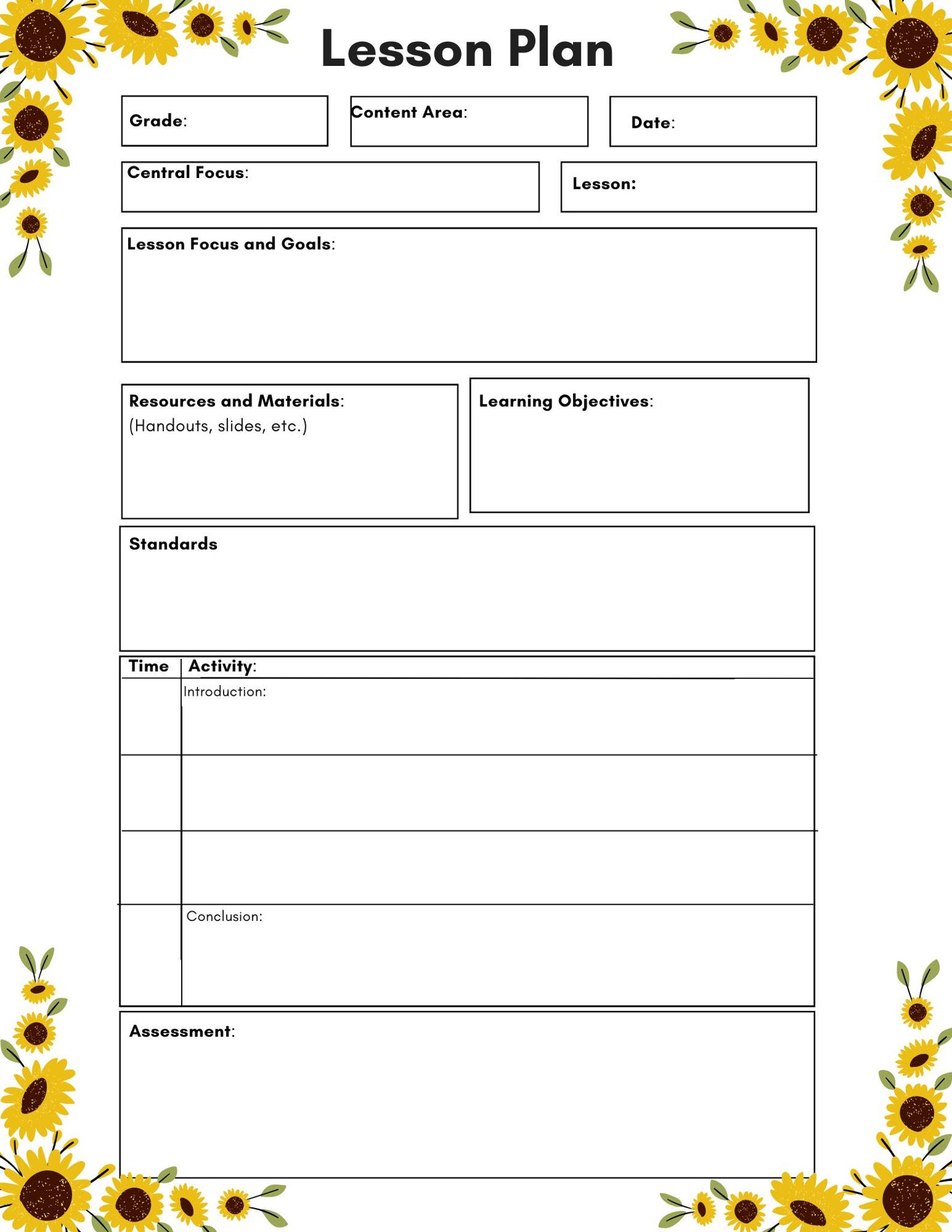 Printable Lesson Plan Template | Teacher Planning Sheet (digital ...